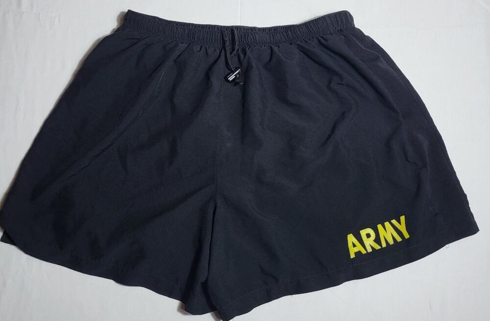 US Army APFU Physical Fitness Running Training Shorts Black Large LRG Military